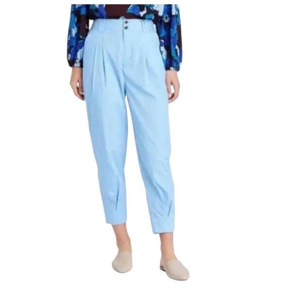 Women's Who What Wear Light Blue Ankle Pleated Tapered Pants Size 12 MSRP $34.99 - Picture 1 of 9
